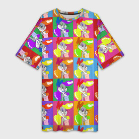 Платье-футболка 3D с принтом BUGS BUNNY pop art ,  |  | andy warhol | bugs | bugs bunny | looney tunes | merilyn monro | pop art | warhol | warner brothers | багз банни | ворнер браззерс | луни тюнз | мерлин монро | поп арт | энди уорхол