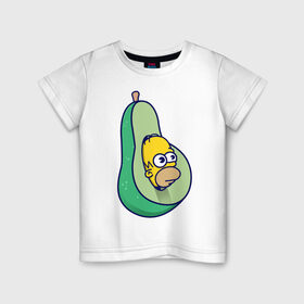 Детская футболка хлопок с принтом Гомер авокадо , 100% хлопок | круглый вырез горловины, полуприлегающий силуэт, длина до линии бедер | Тематика изображения на принте: авокадо | гомер | гомер авокадо | гомер симпсон | еда | пища | популярные иллюстрации | симсоны