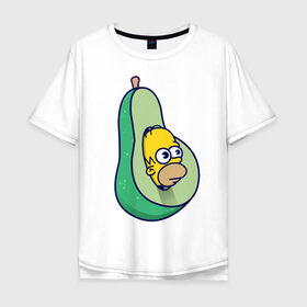 Мужская футболка хлопок Oversize с принтом Гомер авокадо , 100% хлопок | свободный крой, круглый ворот, “спинка” длиннее передней части | авокадо | гомер | гомер авокадо | гомер симпсон | еда | пища | популярные иллюстрации | симсоны