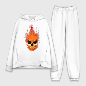 Женский костюм хлопок Oversize с принтом fire flame skull ,  |  | art | body | bones | dead | drawing | face | fire | graffiti | head | roses | silent | skeleton | skul | skull | ад | арт | голова | граффити | зло | индеец | кости | огонь | перья | розы | рок | скелет | скул | скулл | три чер