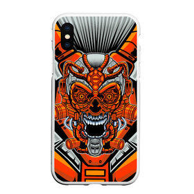 Чехол для iPhone XS Max матовый с принтом CyberSkull , Силикон | Область печати: задняя сторона чехла, без боковых панелей | cyberpunk | evil | head | mask | mechanical | rage | robot | skull | арт | гнев | голова | демон | дьявол | злой | киберпанк | маска | механический | монстр | робот | рога | самурай | череп