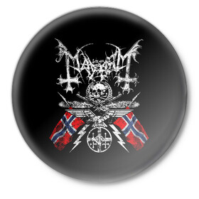 Значок с принтом MAYHEM ,  металл | круглая форма, металлическая застежка в виде булавки | black metal | mayhem | блэк метал | группа | мейхем | метал | рок
