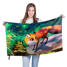 Флаг 3D с принтом Лисичка , 100% полиэстер | плотность ткани — 95 г/м2, размер — 67 х 109 см. Принт наносится с одной стороны | fox | foxy | животное | звери | лиса | лисенок | лисичка | милая | рыжая | фокс