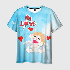 Мужская футболка 3D с принтом My love , 100% полиэфир | прямой крой, круглый вырез горловины, длина до линии бедер | 14 февраля | love | the 14th of february | valentine | день влюбленных | любовь | пара | святой валентин