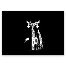 Поздравительная открытка с принтом Mayhem , 100% бумага | плотность бумаги 280 г/м2, матовая, на обратной стороне линовка и место для марки
 | black | mayhem | metal | music | rock | skull | блэк | гитара | группа | метал | музыка | рок | череп | электрогитара