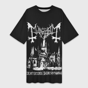 Платье-футболка 3D с принтом Mayhem ,  |  | Тематика изображения на принте: black | mayhem | metal | music | rock | skull | блэк | гитара | группа | метал | музыка | рок | череп | электрогитара