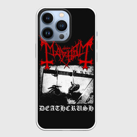 Чехол для iPhone 13 Pro с принтом Mayhem ,  |  | black | mayhem | metal | music | rock | skull | блэк | гитара | группа | метал | музыка | рок | череп | электрогитара