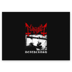 Поздравительная открытка с принтом Mayhem , 100% бумага | плотность бумаги 280 г/м2, матовая, на обратной стороне линовка и место для марки
 | black | mayhem | metal | music | rock | skull | блэк | гитара | группа | метал | музыка | рок | череп | электрогитара