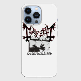 Чехол для iPhone 13 Pro с принтом Mayhem ,  |  | black | mayhem | metal | music | rock | skull | блэк | гитара | группа | метал | музыка | рок | череп | электрогитара