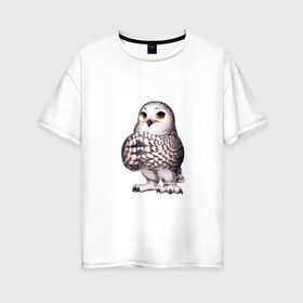 Женская футболка хлопок Oversize с принтом мудрая сова , 100% хлопок | свободный крой, круглый ворот, спущенный рукав, длина до линии бедер
 | знания | крылья | мудрая | мудрость | птица | птичка | сова | совенок | совушка | сыч | филин | философ | хитрая