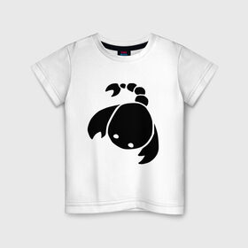 Детская футболка хлопок с принтом Скорпион , 100% хлопок | круглый вырез горловины, полуприлегающий силуэт, длина до линии бедер | Тематика изображения на принте: scorpio | zodiac signs | знаки зодиака | скорпион | чёрный рисунок