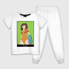 Детская пижама хлопок с принтом Диана , 100% хлопок |  брюки и футболка прямого кроя, без карманов, на брюках мягкая резинка на поясе и по низу штанин
 | anime | the seven deadly sins | аниме | грех зависти | диана | змеиный грех | мультик