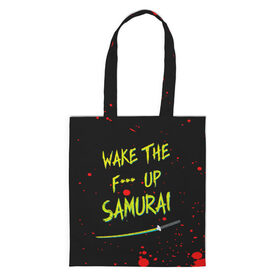 Шоппер 3D с принтом WAKE THE F*** UP SAMURAI , 100% полиэстер | Плотность: 200 г/м2; Размер: 34×35 см; Высота лямок: 30 см | cyberpunk 2077 | hacker | maelstrom | militech | quadra | samurai | sci fi | technology | trauma team | v | будущее | игра | иероглифы | киану ривз | кибер | киберпанк | киборг | киборги | корпорация | лого | милитек | панк | роботы | самурай | т