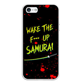 Чехол для iPhone 5/5S матовый с принтом WAKE THE F*** UP SAMURAI , Силикон | Область печати: задняя сторона чехла, без боковых панелей | cyberpunk 2077 | hacker | maelstrom | militech | quadra | samurai | sci fi | technology | trauma team | v | будущее | игра | иероглифы | киану ривз | кибер | киберпанк | киборг | киборги | корпорация | лого | милитек | панк | роботы | самурай | т