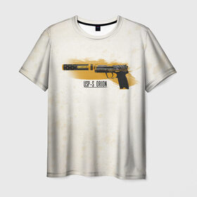 Мужская футболка 3D с принтом Counter-Strike | USP-S Orion , 100% полиэфир | прямой крой, круглый вырез горловины, длина до линии бедер | counter strike | cs go | usp s | контр страйк | кс го | оружие | пистолет