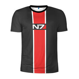 Мужская футболка 3D спортивная с принтом Mass Effect N7 , 100% полиэстер с улучшенными характеристиками | приталенный силуэт, круглая горловина, широкие плечи, сужается к линии бедра | n7 | игры | масс эффект | форма