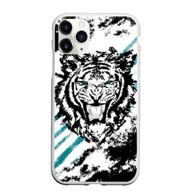 Чехол для iPhone 11 Pro Max матовый с принтом Голубоглазый тигр , Силикон |  | абстракция | агрессивный | злой | зубы | клякса | пасть | полоски | полосы | суровый | тигр | чернота