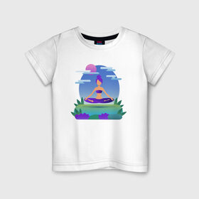 Детская футболка хлопок с принтом Йога / Гармония / Релакс , 100% хлопок | круглый вырез горловины, полуприлегающий силуэт, длина до линии бедер | гармония | душа | здоровье | йога | природа | тело