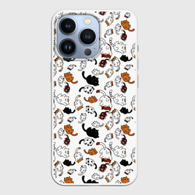 Чехол для iPhone 13 Pro с принтом Коты (Паттерн) ,  |  | Тематика изображения на принте: animals | beast | eyes | sweet | глаза | животные | забавный | звери | зубы | кот | котенок | кошка | милый | паттерн | прикол | пушистый | пятна | смешной | точки | узор | фигуры | черный