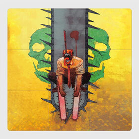 Магнитный плакат 3Х3 с принтом Человек бензопила демон , Полимерный материал с магнитным слоем | 9 деталей размером 9*9 см | anime | chainsaw man | manga | аниме | бензопила | демон | желтый | манга | ржавчина | человек бензопила | череп.