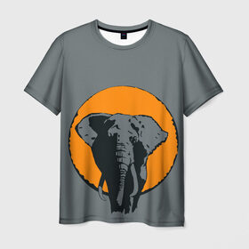 Мужская футболка 3D с принтом Африканский Слон , 100% полиэфир | прямой крой, круглый вырез горловины, длина до линии бедер | африка | графика | дикий мир | животное | персонаж | природа | рисунок | слон