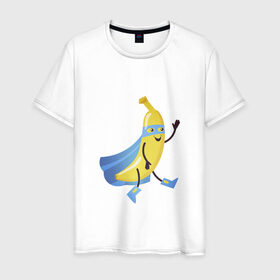 Мужская футболка хлопок с принтом Baana man , 100% хлопок | прямой крой, круглый вырез горловины, длина до линии бедер, слегка спущенное плечо. | banana | man | superhero | банан | супергерой | человек банан