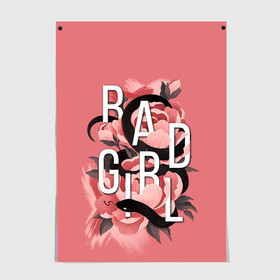 Постер с принтом Bad Girl , 100% бумага
 | бумага, плотность 150 мг. Матовая, но за счет высокого коэффициента гладкости имеет небольшой блеск и дает на свету блики, но в отличии от глянцевой бумаги не покрыта лаком | 8 march | 8 марта | cool girl | feminism | flower | girl | woman | в подарок | весна | девочкам | девочке | женские | женщинам | женщине | март | праздник | фем | феменизм | цветочки | цветы