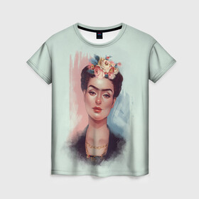 Женская футболка 3D с принтом Frida , 100% полиэфир ( синтетическое хлопкоподобное полотно) | прямой крой, круглый вырез горловины, длина до линии бедер | 8 march | 8 марта | cool girl | feminism | flower | frida | girl | kahlo | woman | в подарок | весна | девочкам | девочке | женские | женщинам | женщине | март | праздник | фем | феменизм | фрида кало | цветочки | цветы