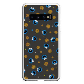 Чехол для Samsung Galaxy S10 с принтом Cookie Monster , Силикон | Область печати: задняя сторона чехла, без боковых панелей | коржик | монстр | мультик | мультфильм | персонаж | печенье | текстура | улица сезам