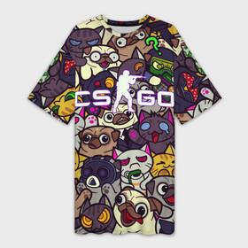 Платье-футболка 3D с принтом CS:GO   Paw Paw | Лапки ,  |  | beast | cat | cats | counter | cs | dog | dogs | easy | ez | gg | ggwp | global | go | hyper | kill | offensive | one | paw | shot | sticker | stickerbombing | strike | контра | кот | коты | котята | кошка | лапки | пес | собака | стикер