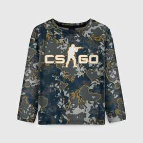 Детский лонгслив 3D с принтом CS:GO - Camo , 100% полиэстер | длинные рукава, круглый вырез горловины, полуприлегающий силуэт
 | Тематика изображения на принте: beast | camo | camouflage | counter | counter strike | cs | easy | ez | gg | ggwp | global | go | hyper | kill | offensive | one | shot | strike | зверь | камуфляж | скоростной