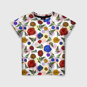 Детская футболка 3D с принтом цветы узор , 100% гипоаллергенный полиэфир | прямой крой, круглый вырез горловины, длина до линии бедер, чуть спущенное плечо, ткань немного тянется | весна | женственный | красивый | нежный | узор | флористика | цветы