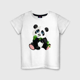 Детская футболка хлопок с принтом Животные , 100% хлопок | круглый вырез горловины, полуприлегающий силуэт, длина до линии бедер | бамбук | зверь | медвежонок | мишка | панда