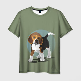 Мужская футболка 3D с принтом Маленький Щенок , 100% полиэфир | прямой крой, круглый вырез горловины, длина до линии бедер | графика | друг | дружочек | животное | природа | рисунок | собака | щенок | щеночек