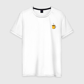 Мужская футболка хлопок с принтом Кружка с кофе , 100% хлопок | прямой крой, круглый вырез горловины, длина до линии бедер, слегка спущенное плечо. | coffee | drink | кофе | кружка | стакан