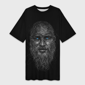 Платье-футболка 3D с принтом Ragnar Lodbrok ,  |  | god | odinn | ragnar | rognar | viking | vikings | бог | боец | вальхалла | варяги | викинг | викинги | воин | кельтское | лагерта | лотброк | один | рагнар | рагнар лодброк | русь | сериалы | скандинавы | славяне | язычник