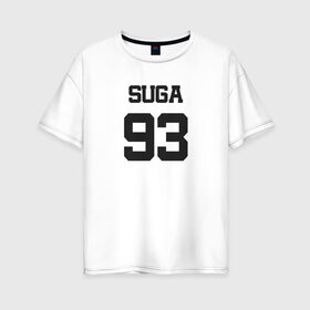 Женская футболка хлопок Oversize с принтом BTS - Suga 93 , 100% хлопок | свободный крой, круглый ворот, спущенный рукав, длина до линии бедер
 | agust | agust d | boysband | bts | k pop | korea | korean | music | suga | suga 93 | бтс | к поп | кей поп | корейская | корейский | корея | кпоп | музыка | суга | шуга | шуга 93