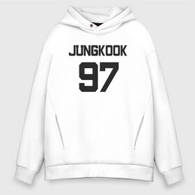 Мужское худи Oversize хлопок с принтом BTS - Jungkook 97 , френч-терри — 70% хлопок, 30% полиэстер. Мягкий теплый начес внутри —100% хлопок | боковые карманы, эластичные манжеты и нижняя кромка, капюшон на магнитной кнопке | Тематика изображения на принте: boysband | bts | jungkook | jungkook 97 | k pop | korea | korean | music | бтс | джонгук | к поп | кей поп | корейская | корейский | корея | кпоп | музыка | чонгук