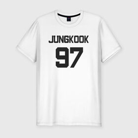 Мужская футболка хлопок Slim с принтом BTS - Jungkook 97 , 92% хлопок, 8% лайкра | приталенный силуэт, круглый вырез ворота, длина до линии бедра, короткий рукав | Тематика изображения на принте: boysband | bts | jungkook | jungkook 97 | k pop | korea | korean | music | бтс | джонгук | к поп | кей поп | корейская | корейский | корея | кпоп | музыка | чонгук
