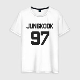 Мужская футболка хлопок с принтом BTS - Jungkook 97 , 100% хлопок | прямой крой, круглый вырез горловины, длина до линии бедер, слегка спущенное плечо. | boysband | bts | jungkook | jungkook 97 | k pop | korea | korean | music | бтс | джонгук | к поп | кей поп | корейская | корейский | корея | кпоп | музыка | чонгук