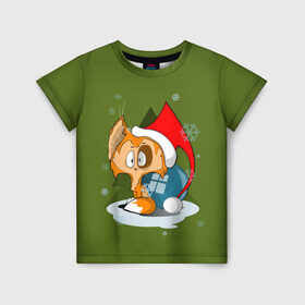 Детская футболка 3D с принтом Маленький Котик Дед Мороз , 100% гипоаллергенный полиэфир | прямой крой, круглый вырез горловины, длина до линии бедер, чуть спущенное плечо, ткань немного тянется | графика | ёлка | ёлочная игрушка | животное | котик | новый год | персонаж | природа | рисунок