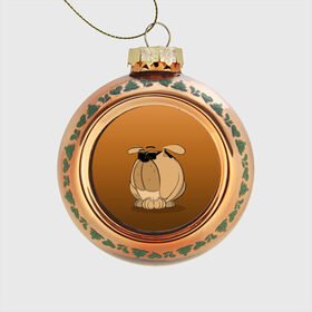 Стеклянный ёлочный шар с принтом Крутой мой верный пес , Стекло | Диаметр: 80 мм | бульдог | графика | крутой парень | очки | персонаж | пес | рисунок | чёрные очки