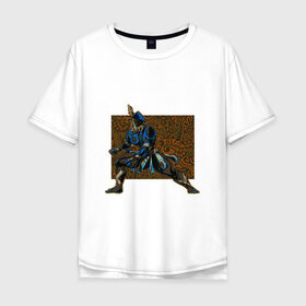 Мужская футболка хлопок Oversize с принтом Воин Рино , 100% хлопок | свободный крой, круглый ворот, “спинка” длиннее передней части | Тематика изображения на принте: warframe | арт | варфрейм | воин | индеец | рино | рисунок
