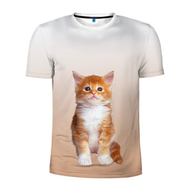 Мужская футболка 3D спортивная с принтом бело-рыжий котенок реализм , 100% полиэстер с улучшенными характеристиками | приталенный силуэт, круглая горловина, широкие плечи, сужается к линии бедра | Тематика изображения на принте: cat | kitten | бело рыжий | градиент | кот | котейка | котенок | котеночек | котик | котофей | котэ | кошка | малыш | милаш | мяу | нэко | реализм | рыже белый