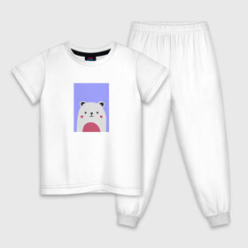 Детская пижама хлопок с принтом Белый мишка , 100% хлопок |  брюки и футболка прямого кроя, без карманов, на брюках мягкая резинка на поясе и по низу штанин
 | белый мишка | животные | медведь | медвежонок
