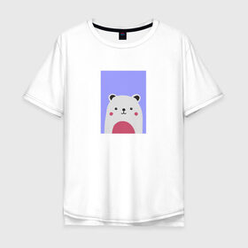 Мужская футболка хлопок Oversize с принтом Белый мишка , 100% хлопок | свободный крой, круглый ворот, “спинка” длиннее передней части | белый мишка | животные | медведь | медвежонок