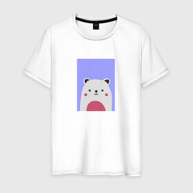 Мужская футболка хлопок с принтом Белый мишка , 100% хлопок | прямой крой, круглый вырез горловины, длина до линии бедер, слегка спущенное плечо. | белый мишка | животные | медведь | медвежонок