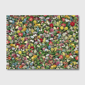 Альбом для рисования с принтом Море цветов , 100% бумага
 | матовая бумага, плотность 200 мг. | Тематика изображения на принте: 8 марта | букет | клумба | луг | паттерн | растения | розы | ромашки | цветок | цветочки | цветочный | цветы