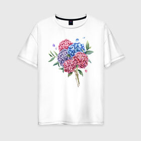 Женская футболка хлопок Oversize с принтом букет гаотензий , 100% хлопок | свободный крой, круглый ворот, спущенный рукав, длина до линии бедер
 | 8 марта | весна | девушке | женский | мама | подарок | тренд | феминизм | цветы