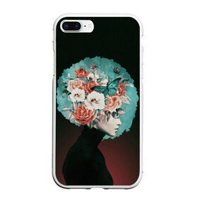 Чехол для iPhone 7Plus/8 Plus матовый с принтом Girl in flowers , Силикон | Область печати: задняя сторона чехла, без боковых панелей | 8 марта | лучшая в мире | мама | подарок | подарок женщине | подарок любимым | подарок на 8 марта | самая лучшая  в мире | семья